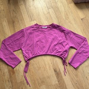 Zara Pink Crop Long Sleeve Top Size Small *3
